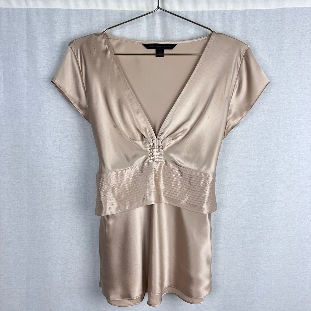 Vintage Y2K Express Top Babydoll Silk Blouse Fairy Corpcore Office Siren